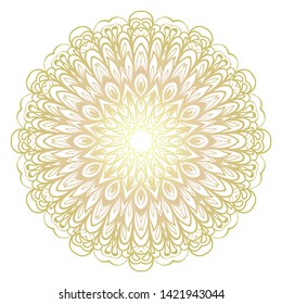 Simple Round Floral Mandala, Ethno Motive. Bright Ornament Consists Of Simple Shapes. Vector Illustration.. For Home Decor, Coloring Book, Card, Invitation, Tattoo. Anti-Stress Therapy Pattern