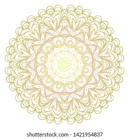 Simple Round Floral Mandala, Ethno Motive. Bright Ornament Consists Of Simple Shapes. Vector Illustration.. For Home Decor, Coloring Book, Card, Invitation, Tattoo. Anti-Stress Therapy Pattern