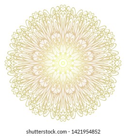 Simple Round Floral Mandala, Ethno Motive. Bright Ornament Consists Of Simple Shapes. Vector Illustration.. For Home Decor, Coloring Book, Card, Invitation, Tattoo. Anti-Stress Therapy Pattern