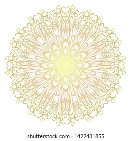 Simple Round Floral Mandala, Ethno Motive. Bright Ornament Consists Of Simple Shapes. Vector Illustration.. For Home Decor, Coloring Book, Card, Invitation, Tattoo. Anti-Stress Therapy Pattern