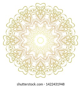 Simple Round Floral Mandala, Ethno Motive. Bright Ornament Consists Of Simple Shapes. Vector Illustration.. For Home Decor, Coloring Book, Card, Invitation, Tattoo. Anti-Stress Therapy Pattern