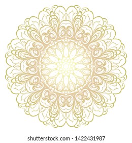Simple Round Floral Mandala, Ethno Motive. Bright Ornament Consists Of Simple Shapes. Vector Illustration.. For Home Decor, Coloring Book, Card, Invitation, Tattoo. Anti-Stress Therapy Pattern