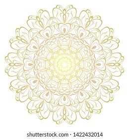 Simple Round Floral Mandala, Ethno Motive. Bright Ornament Consists Of Simple Shapes. Vector Illustration.. For Home Decor, Coloring Book, Card, Invitation, Tattoo. Anti-Stress Therapy Pattern