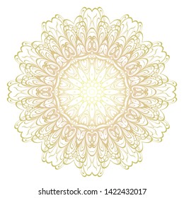 Simple Round Floral Mandala, Ethno Motive. Bright Ornament Consists Of Simple Shapes. Vector Illustration.. For Home Decor, Coloring Book, Card, Invitation, Tattoo. Anti-Stress Therapy Pattern