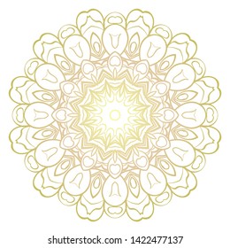 Simple Round Floral Mandala, Ethno Motive. Bright Ornament Consists Of Simple Shapes. Vector Illustration.. For Home Decor, Coloring Book, Card, Invitation, Tattoo. Anti-Stress Therapy Pattern