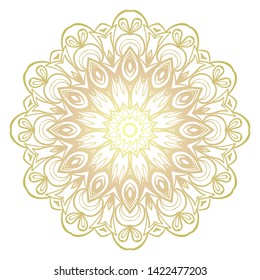Simple Round Floral Mandala, Ethno Motive. Bright Ornament Consists Of Simple Shapes. Vector Illustration.. For Home Decor, Coloring Book, Card, Invitation, Tattoo. Anti-Stress Therapy Pattern