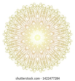 Simple Round Floral Mandala, Ethno Motive. Bright Ornament Consists Of Simple Shapes. Vector Illustration.. For Home Decor, Coloring Book, Card, Invitation, Tattoo. Anti-Stress Therapy Pattern