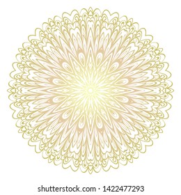 Simple Round Floral Mandala, Ethno Motive. Bright Ornament Consists Of Simple Shapes. Vector Illustration.. For Home Decor, Coloring Book, Card, Invitation, Tattoo. Anti-Stress Therapy Pattern