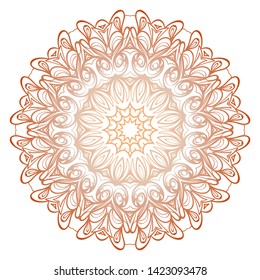 Simple Round Floral Mandala, Ethno Motive. Bright Ornament Consists Of Simple Shapes. Vector Illustration.. For Home Decor, Coloring Book, Card, Invitation, Tattoo. Anti-Stress Therapy Pattern