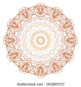 Simple Round Floral Mandala, Ethno Motive. Bright Ornament Consists Of Simple Shapes. Vector Illustration.. For Home Decor, Coloring Book, Card, Invitation, Tattoo. Anti-Stress Therapy Pattern