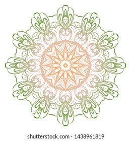 Simple Round Floral Mandala, Ethno Motive. Bright Ornament Consists Of Simple Shapes. Vector Illustration.. For Home Decor, Coloring Book, Card, Invitation, Tattoo. Anti-Stress Therapy Pattern