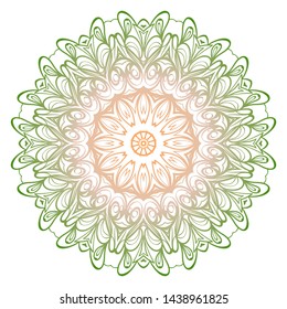 Simple Round Floral Mandala, Ethno Motive. Bright Ornament Consists Of Simple Shapes. Vector Illustration.. For Home Decor, Coloring Book, Card, Invitation, Tattoo. Anti-Stress Therapy Pattern