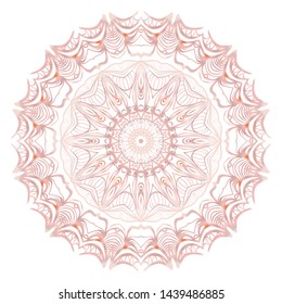 Simple Round Floral Mandala, Ethno Motive. Bright Ornament Consists Of Simple Shapes. Vector Illustration.. For Home Decor, Coloring Book, Card, Invitation, Tattoo. Anti-Stress Therapy Pattern