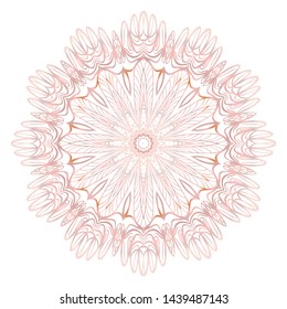Simple Round Floral Mandala, Ethno Motive. Bright Ornament Consists Of Simple Shapes. Vector Illustration.. For Home Decor, Coloring Book, Card, Invitation, Tattoo. Anti-Stress Therapy Pattern