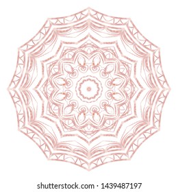 Simple Round Floral Mandala, Ethno Motive. Bright Ornament Consists Of Simple Shapes. Vector Illustration.. For Home Decor, Coloring Book, Card, Invitation, Tattoo. Anti-Stress Therapy Pattern