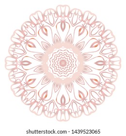 Simple Round Floral Mandala, Ethno Motive. Bright Ornament Consists Of Simple Shapes. Vector Illustration.. For Home Decor, Coloring Book, Card, Invitation, Tattoo. Anti-Stress Therapy Pattern