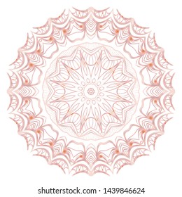 Simple Round Floral Mandala, Ethno Motive. Bright Ornament Consists Of Simple Shapes. Vector Illustration.. For Home Decor, Coloring Book, Card, Invitation, Tattoo. Anti-Stress Therapy Pattern