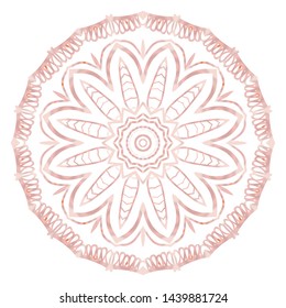 Simple Round Floral Mandala, Ethno Motive. Bright Ornament Consists Of Simple Shapes. Vector Illustration.. For Home Decor, Coloring Book, Card, Invitation, Tattoo. Anti-Stress Therapy Pattern