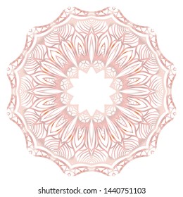 Simple Round Floral Mandala, Ethno Motive. Bright Ornament Consists Of Simple Shapes. Vector Illustration.. For Home Decor, Coloring Book, Card, Invitation, Tattoo. Anti-Stress Therapy Pattern