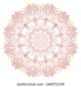 Simple Round Floral Mandala, Ethno Motive. Bright Ornament Consists Of Simple Shapes. Vector Illustration.. For Home Decor, Coloring Book, Card, Invitation, Tattoo. Anti-Stress Therapy Pattern
