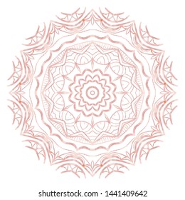 Simple Round Floral Mandala, Ethno Motive. Bright Ornament Consists Of Simple Shapes. Vector Illustration.. For Home Decor, Coloring Book, Card, Invitation, Tattoo. Anti-Stress Therapy Pattern