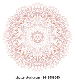 Simple Round Floral Mandala, Ethno Motive. Bright Ornament Consists Of Simple Shapes. Vector Illustration.. For Home Decor, Coloring Book, Card, Invitation, Tattoo. Anti-Stress Therapy Pattern