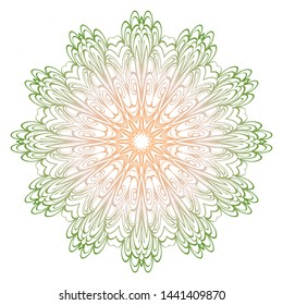 Simple Round Floral Mandala, Ethno Motive. Bright Ornament Consists Of Simple Shapes. Vector Illustration.. For Home Decor, Coloring Book, Card, Invitation, Tattoo. Anti-Stress Therapy Pattern