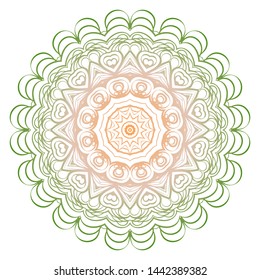 Simple Round Floral Mandala, Ethno Motive. Bright Ornament Consists Of Simple Shapes. Vector Illustration.. For Home Decor, Coloring Book, Card, Invitation, Tattoo. Anti-Stress Therapy Pattern