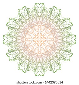 Simple Round Floral Mandala, Ethno Motive. Bright Ornament Consists Of Simple Shapes. Vector Illustration.. For Home Decor, Coloring Book, Card, Invitation, Tattoo. Anti-Stress Therapy Pattern