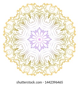 Simple Round Floral Mandala, Ethno Motive. Bright Ornament Consists Of Simple Shapes. Vector Illustration.