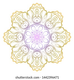 Simple Round Floral Mandala, Ethno Motive. Bright Ornament Consists Of Simple Shapes. Vector Illustration.