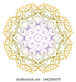Simple Round Floral Mandala, Ethno Motive. Bright Ornament Consists Of Simple Shapes. Vector Illustration.