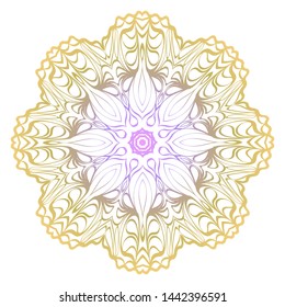 Simple Round Floral Mandala, Ethno Motive. Bright Ornament Consists Of Simple Shapes. Vector Illustration.