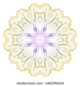 Simple Round Floral Mandala, Ethno Motive. Bright Ornament Consists Of Simple Shapes. Vector Illustration.