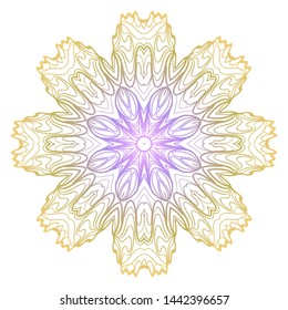 Simple Round Floral Mandala, Ethno Motive. Bright Ornament Consists Of Simple Shapes. Vector Illustration.