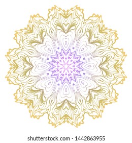 Simple Round Floral Mandala, Ethno Motive. Bright Ornament Consists Of Simple Shapes. Vector Illustration.