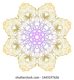 Simple Round Floral Mandala, Ethno Motive. Bright Ornament Consists Of Simple Shapes. Vector Illustration.