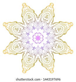 Simple Round Floral Mandala, Ethno Motive. Bright Ornament Consists Of Simple Shapes. Vector Illustration.
