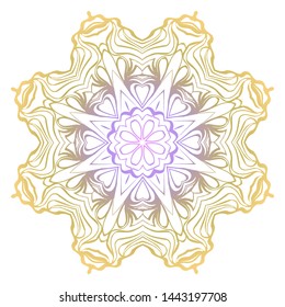 Simple Round Floral Mandala, Ethno Motive. Bright Ornament Consists Of Simple Shapes. Vector Illustration.
