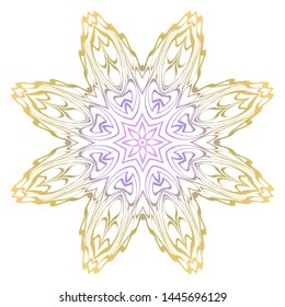 Simple Round Floral Mandala, Ethno Motive. Bright Ornament Consists Of Simple Shapes. Vector Illustration.