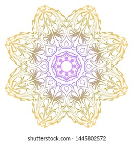 Simple Round Floral Mandala, Ethno Motive. Bright Ornament Consists Of Simple Shapes. Vector Illustration.