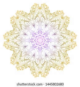 Simple Round Floral Mandala, Ethno Motive. Bright Ornament Consists Of Simple Shapes. Vector Illustration.