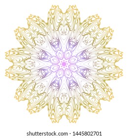 Simple Round Floral Mandala, Ethno Motive. Bright Ornament Consists Of Simple Shapes. Vector Illustration.