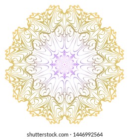 Simple Round Floral Mandala, Ethno Motive. Bright Ornament Consists Of Simple Shapes. Vector Illustration.