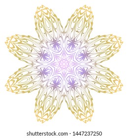 Simple Round Floral Mandala, Ethno Motive. Bright Ornament Consists Of Simple Shapes. Vector Illustration.