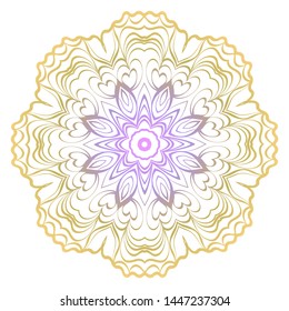 Simple Round Floral Mandala, Ethno Motive. Bright Ornament Consists Of Simple Shapes. Vector Illustration.