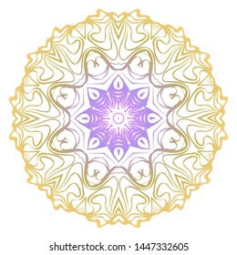Simple Round Floral Mandala, Ethno Motive. Bright Ornament Consists Of Simple Shapes. Vector Illustration.