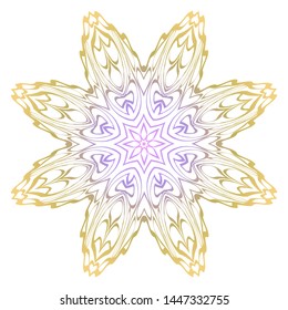 Simple Round Floral Mandala, Ethno Motive. Bright Ornament Consists Of Simple Shapes. Vector Illustration.