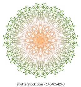 Simple Round Floral Mandala, Ethno Motive. Bright Ornament Consists Of Simple Shapes. Vector Illustration.. For Home Decor, Coloring Book, Card, Invitation, Tattoo. Anti-Stress Therapy Pattern