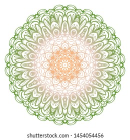 Simple Round Floral Mandala, Ethno Motive. Bright Ornament Consists Of Simple Shapes. Vector Illustration.. For Home Decor, Coloring Book, Card, Invitation, Tattoo. Anti-Stress Therapy Pattern